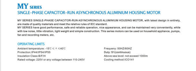 50Hz 0,55KW 0,75HP 1440rpm Capacitor đơn pha-Bắt đầu chạy Động cơ cảm ứng kh&ocirc;ng đồng bộ 220V/230V AC Volta 60Hz Tần số Đ&aacute;nh gi&aacute; điện 5